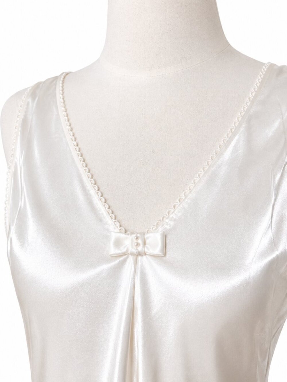 Christian Dior Ivory Satin Nightgown Slip Dress Petite Minimalist Bias Cut - Picture 4 of 8